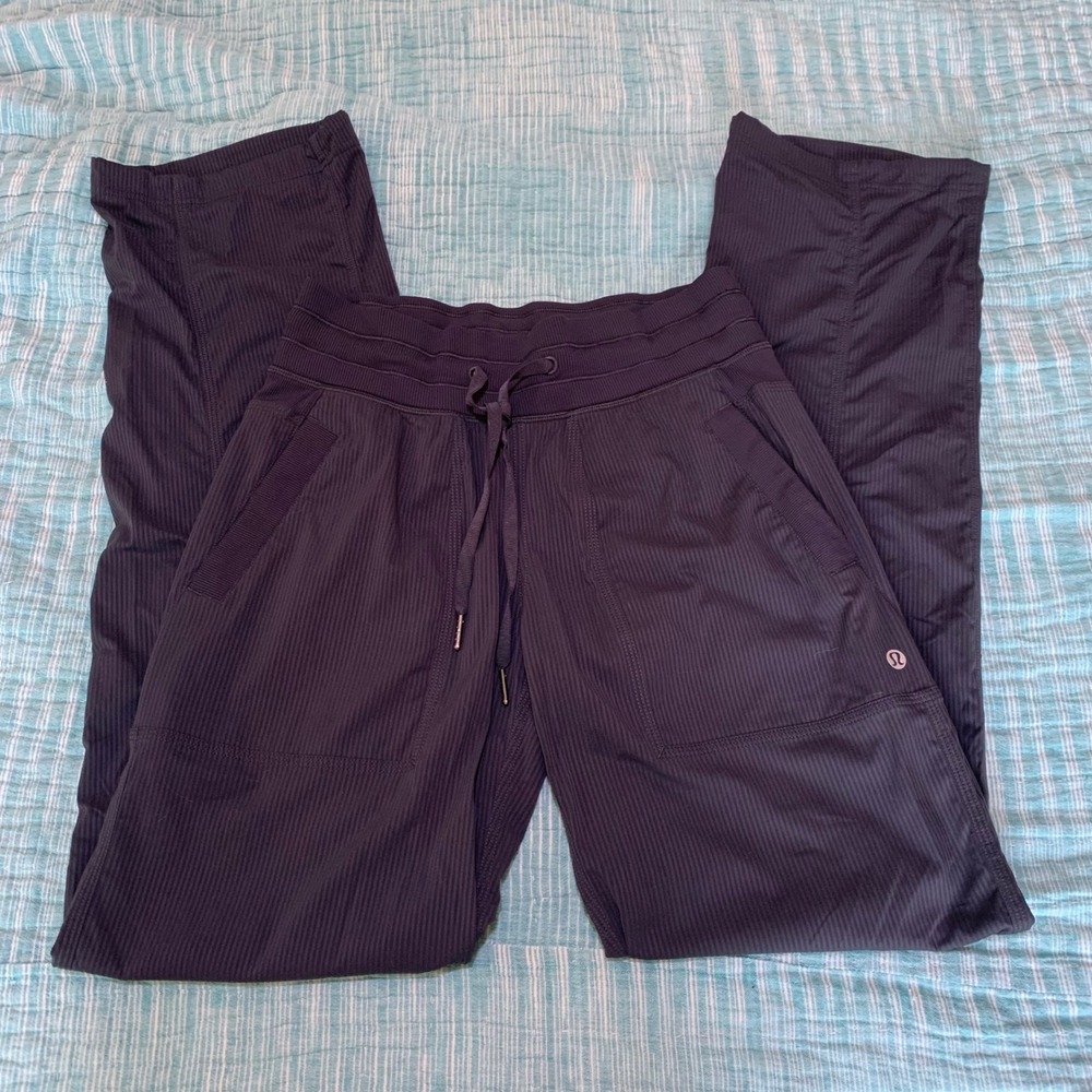 Lululemon Dance Studio Pants Dark Grey Pinstripe Ribbed Size 4
